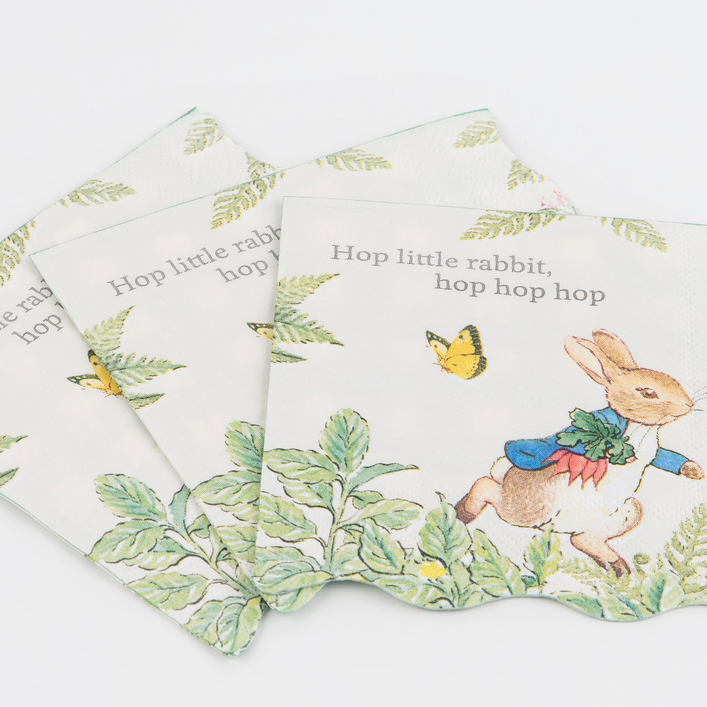 These napkins are perfect as Easter napkins or for a Peter Rabbit party.