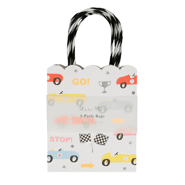 These colourful race car paper bags are great to fill with party favours for a race car birthday party. Image3