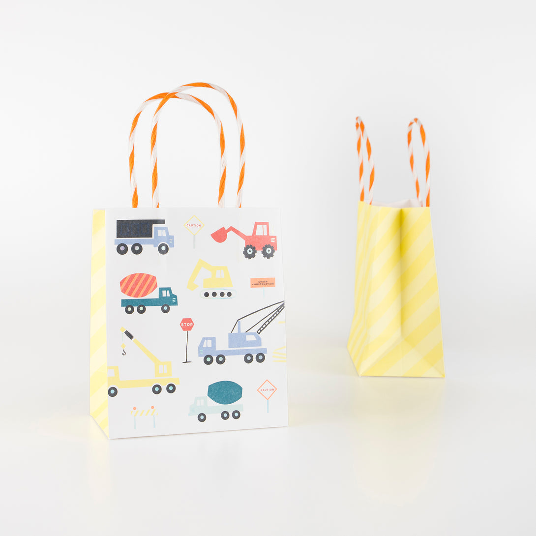 Our gift bags are perfect for a construction theme party.