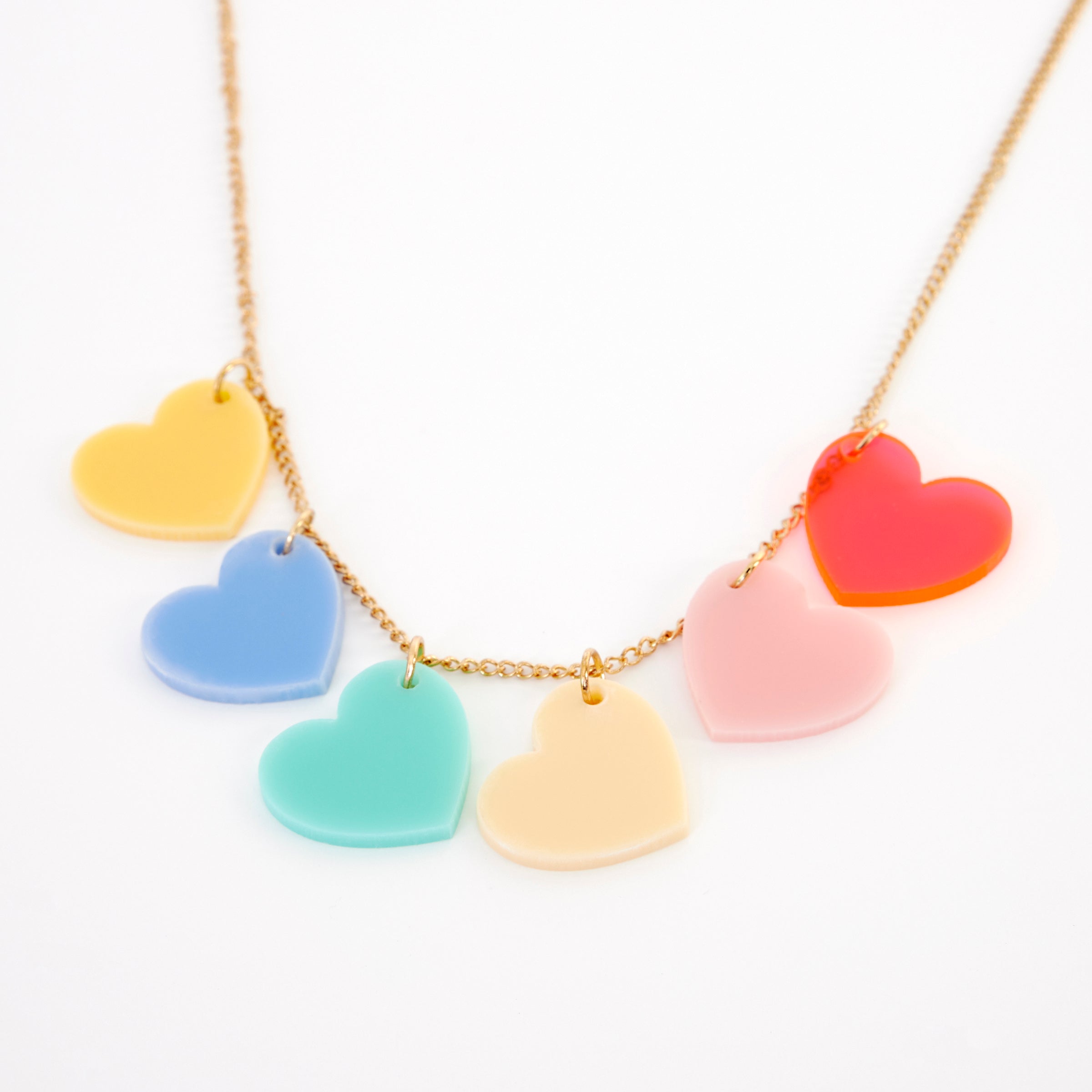 Our heart necklace, with lots of pretty coloured hearts, is perfect as a Valentine's Day gift for kids.