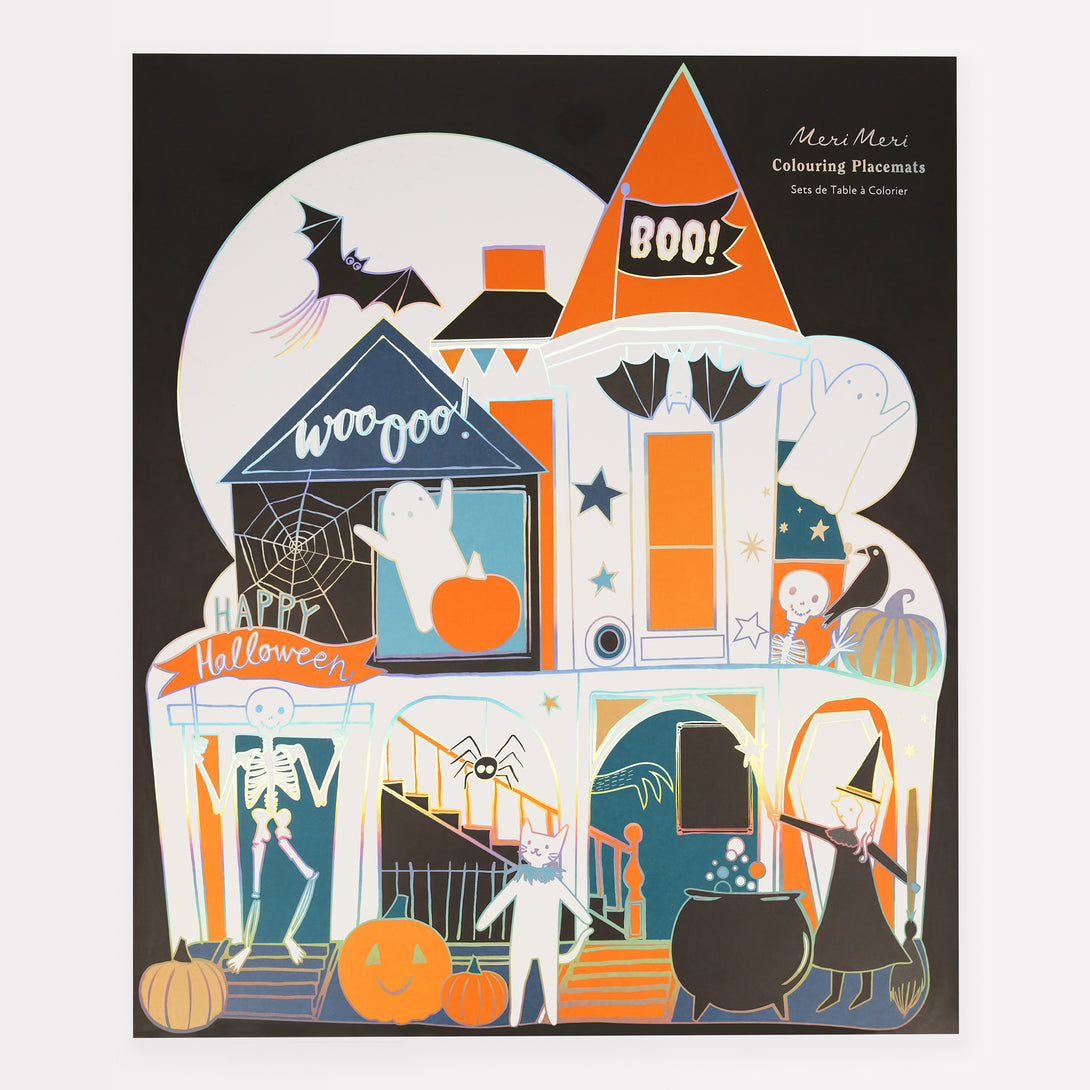 If your kids love colouring then our Halloween haunted house, which works as a poster and paper placemats, are perfect.
