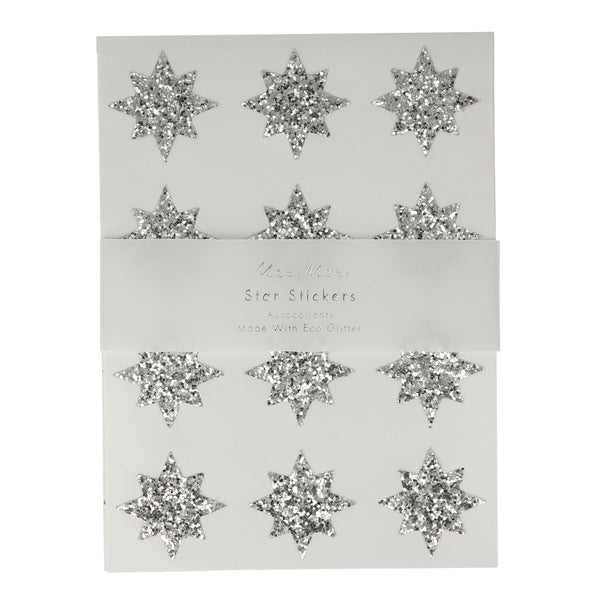 These fabulous glitter stickers, crafted with ECO silver glitter, are in the shape of a eight point stylish star.