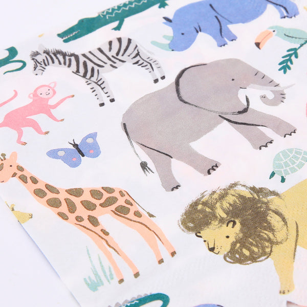 Our 3 play napkins, featuring safari animals, are perfect for a safari party. Image2