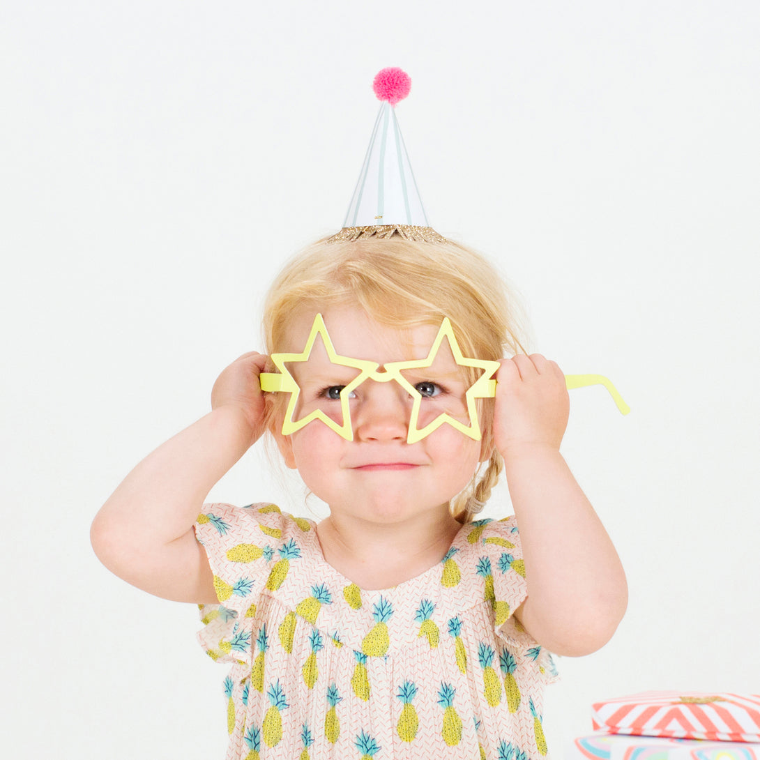 Stripe Pompom Mini Party Hats