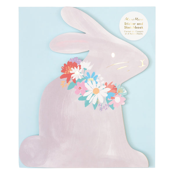 This bunny sticker books has 38 pages in total, with 32 coloured pages, and 6 pages of springtime stickers and alphabet letters. Image1