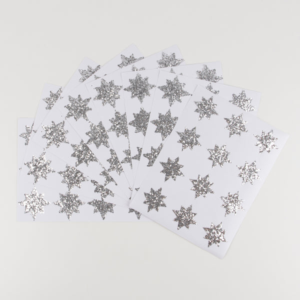These fabulous glitter stickers, crafted with ECO silver glitter, are in the shape of a eight point stylish star. Image3