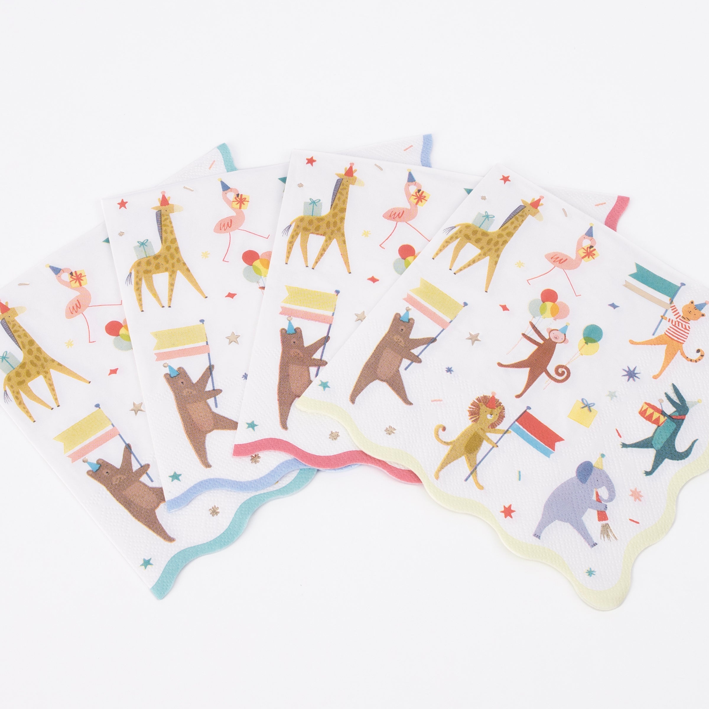 Our party napkins feature delightful animalss.