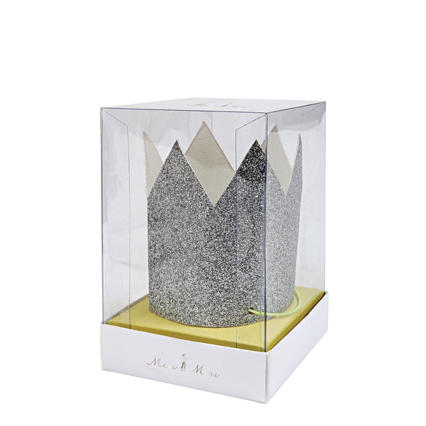 Mini Silver Glitter Crowns Image2
