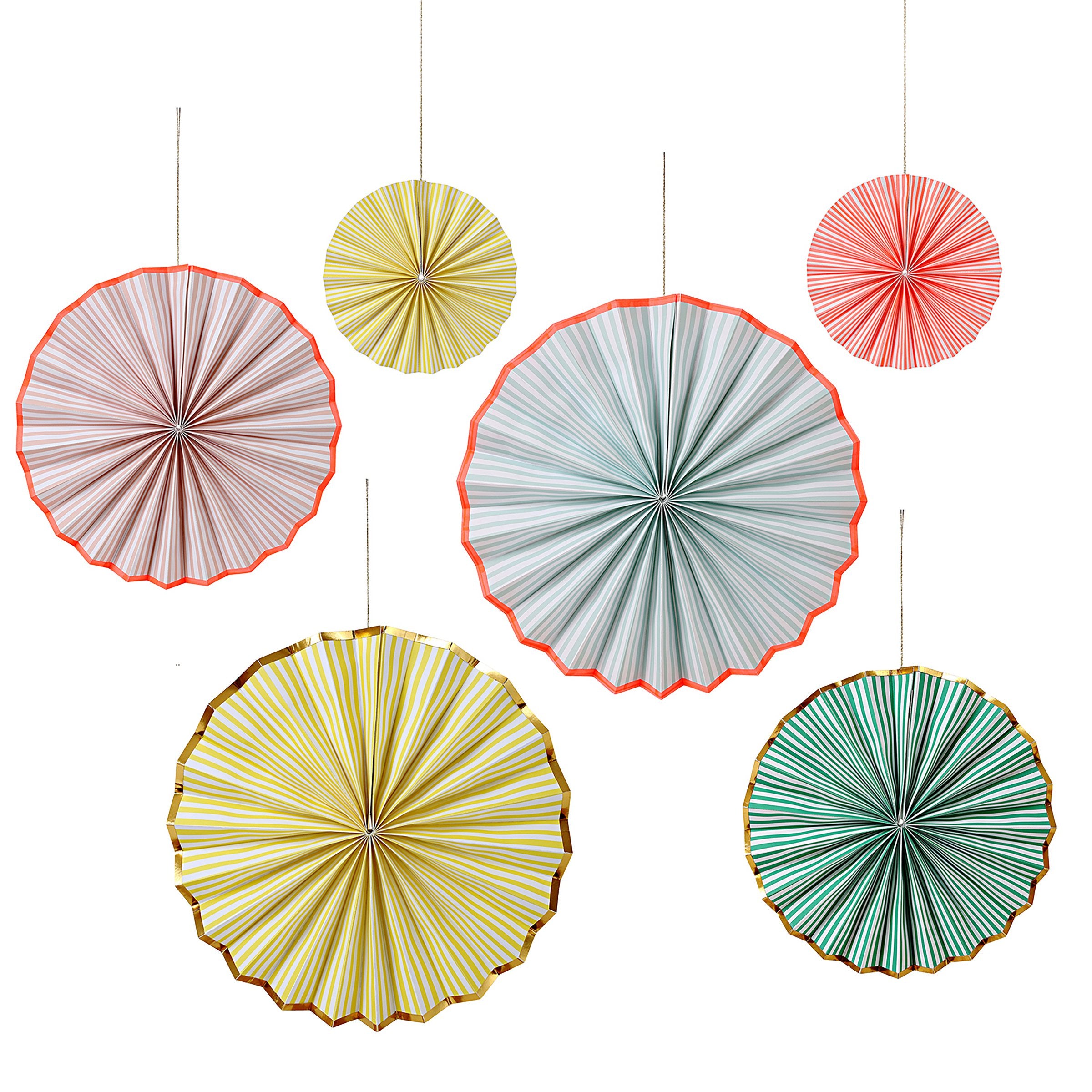 Pastel & Neon Stripe Pinwheel Decorations