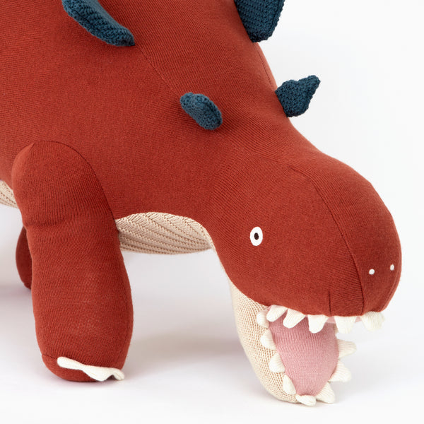 Bruce the stegosaurus toy is a fabulous kid's soft toy crafted from knitted organic cotton. Image4