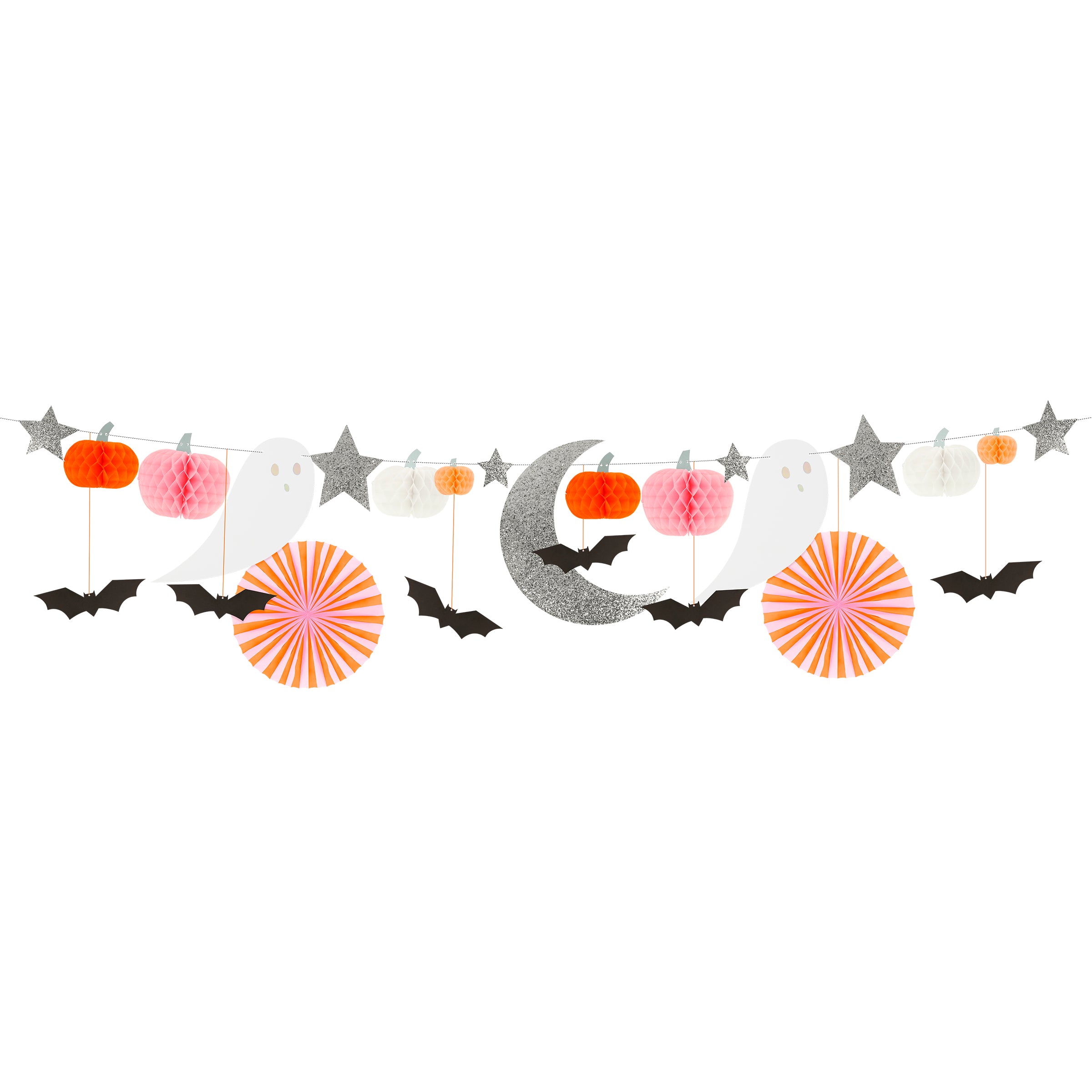 Meri Meri Black & Orange Stripe Honeycomb Garland