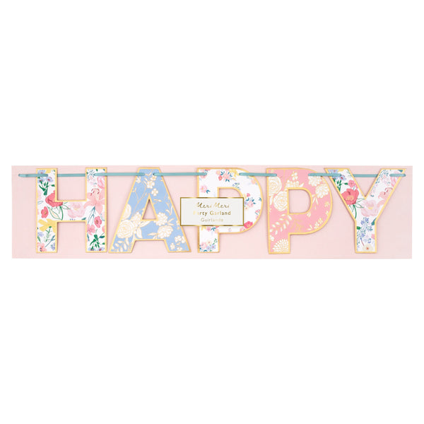 Our party garland spells out the words Happy Birthday with pretty floral designs. Image4