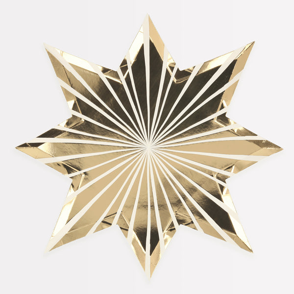 Our shiny gold foil star-shaped plates work beautifully as Christmas plates. Image5