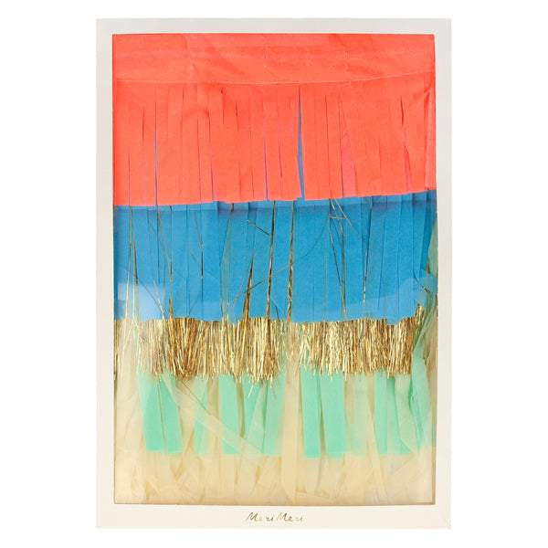 Our paper garland is pre-strung on ivory cord and has colorful paper and foil fringing to make any party room look amazing. Image4