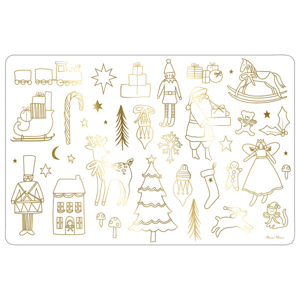 Our Christmas placemats are also colouring sheets for kids, with fabulous goil foil illustrations. Image3