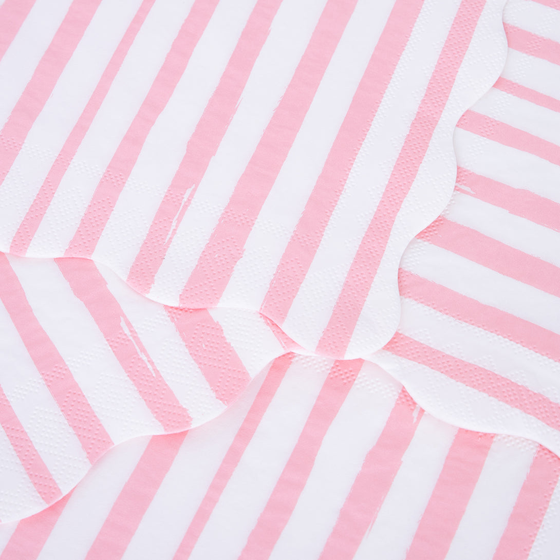 Our striped napkins, with lots of pink, make the perfect party napkins.