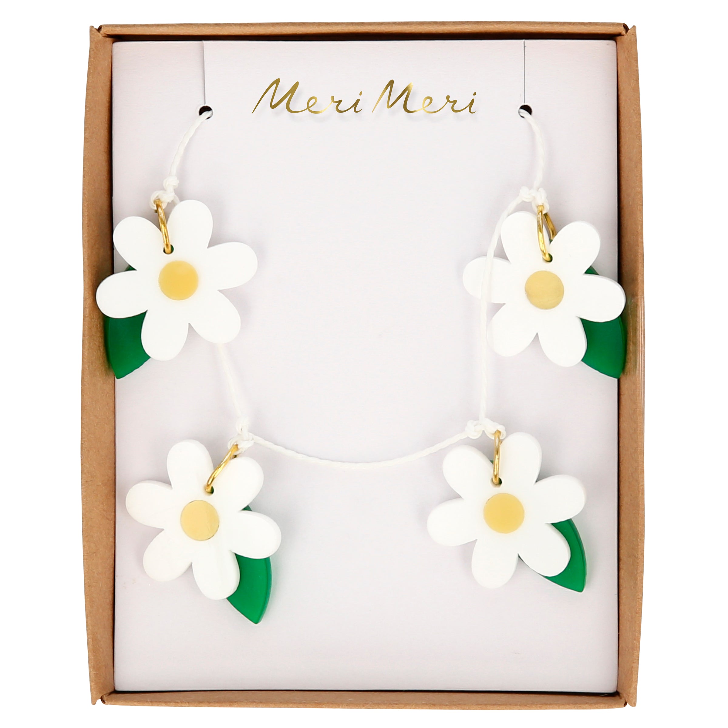 Our colourful daisy necklace is crafted from acrylic with a gold tone chain.