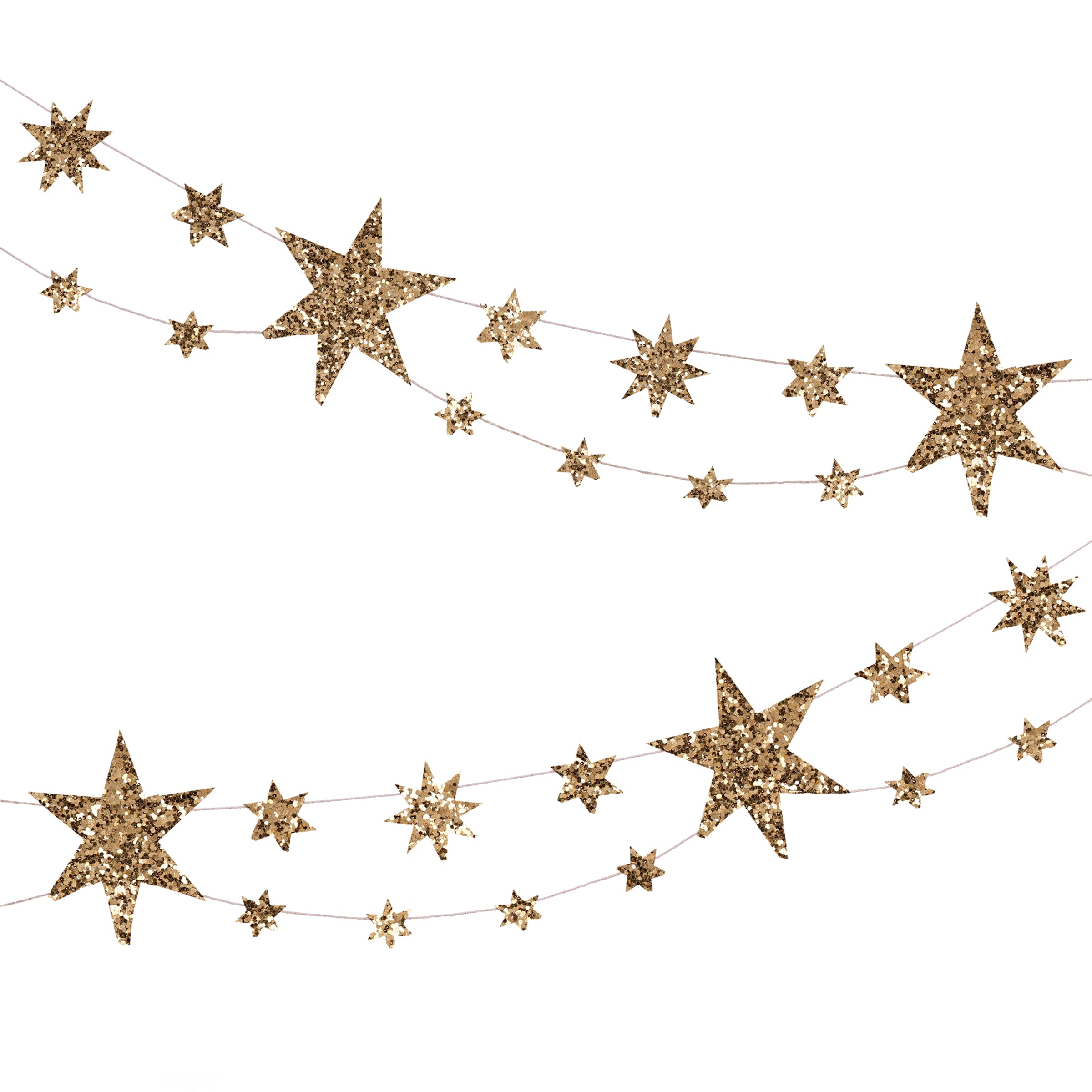 Our star garland is the perfect gold Christmas garland, crafted with gold glitter.