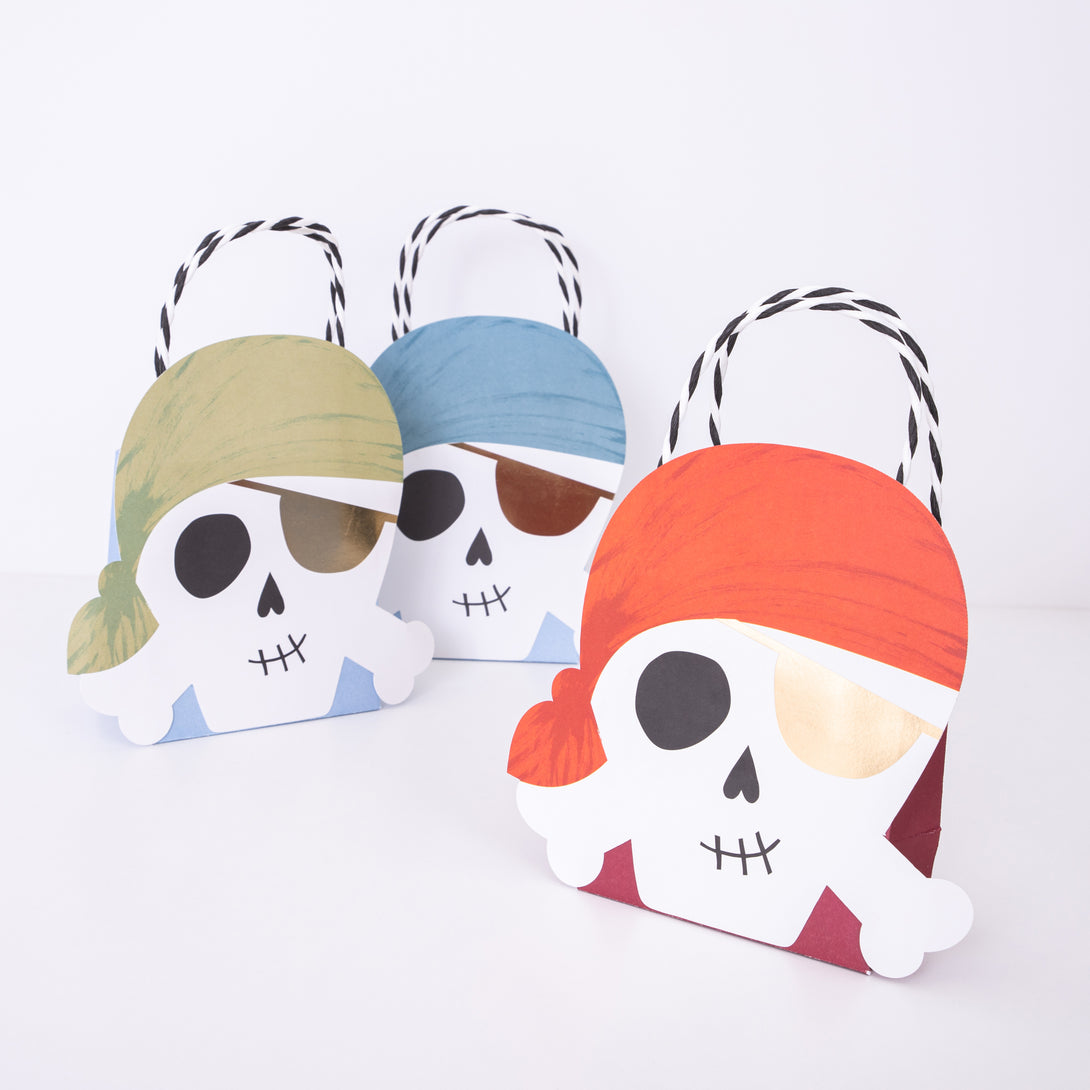 Our paper party bags, with pirate skulls, are perfect for a pirate theme party.
