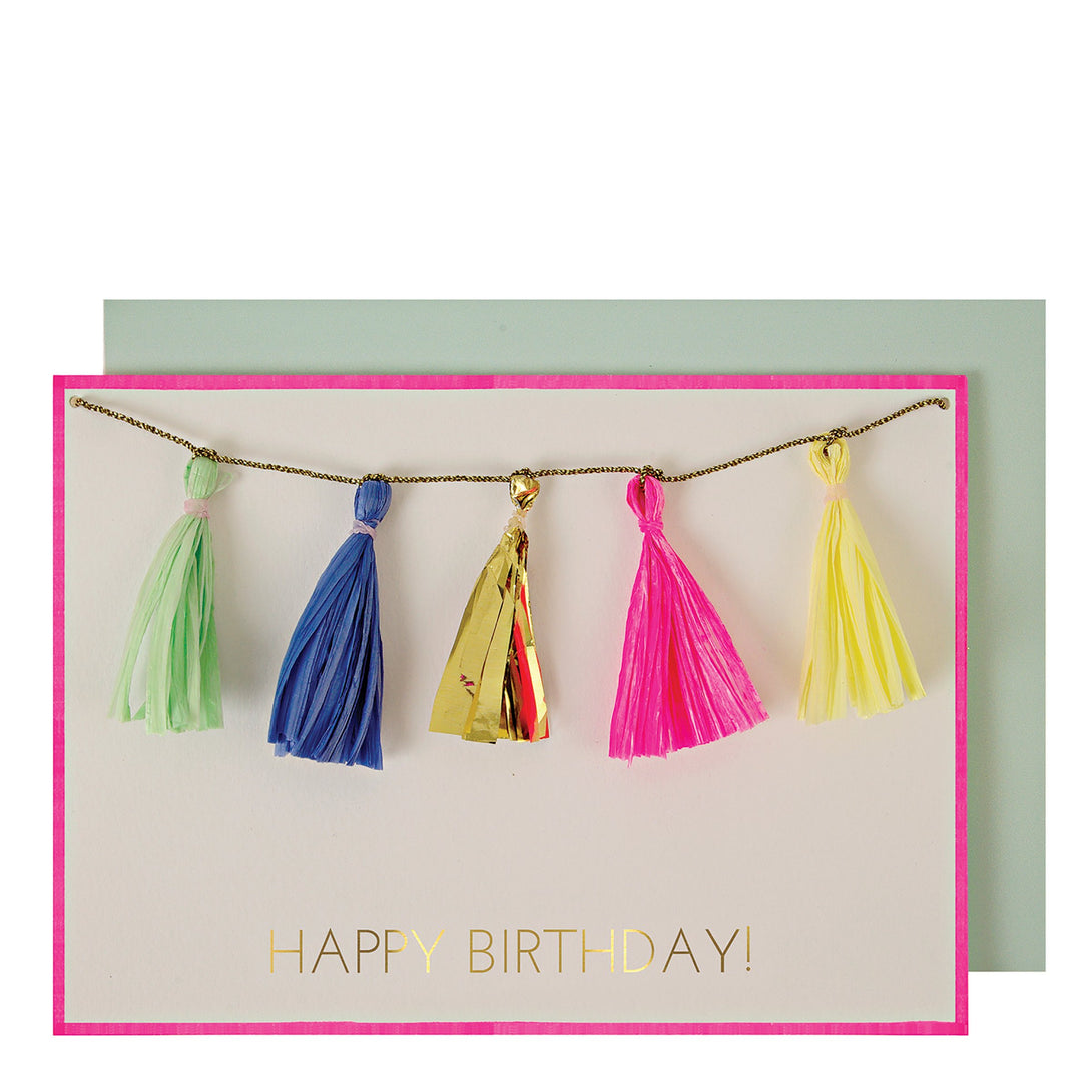 Neon Tassels Birthday Card