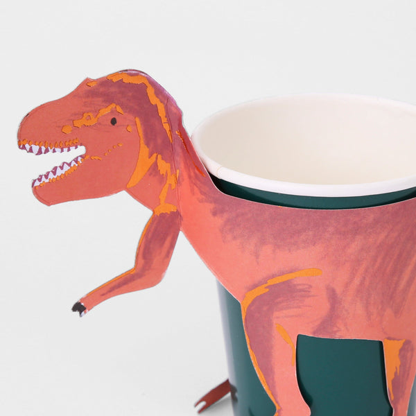 The 3D T-Rex detail on our dinosaur cups make the perfect dinosaur party decorations. Image2