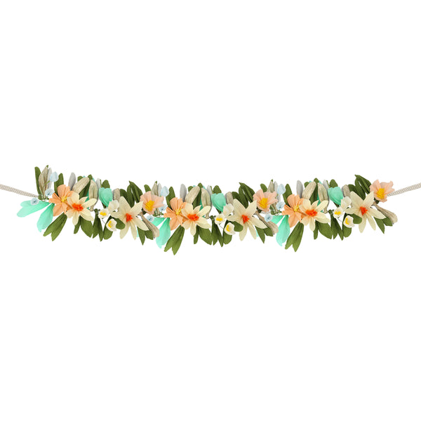Our beautiful paper flower garland is made with crepe paper flowers and leaves and has a gorgeous gingham ribbon. Image4